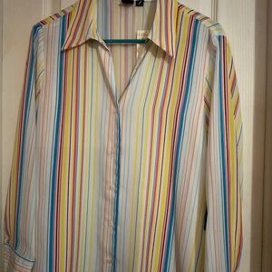 Brand new multi colored button down long sleeve blouse